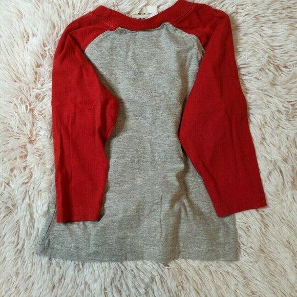 Bottlecaps Football Split the Uprights Grey Red Raglan Top 12-18 months - Picture 2 of 5
